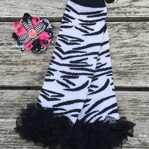New Zebra Leg Warmer and Hair Bow Clip set.